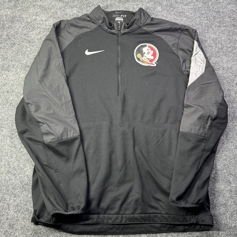 Florida State Seminoles Nike Quarter Zip Mens M Black FSU NCAA Training Pullover